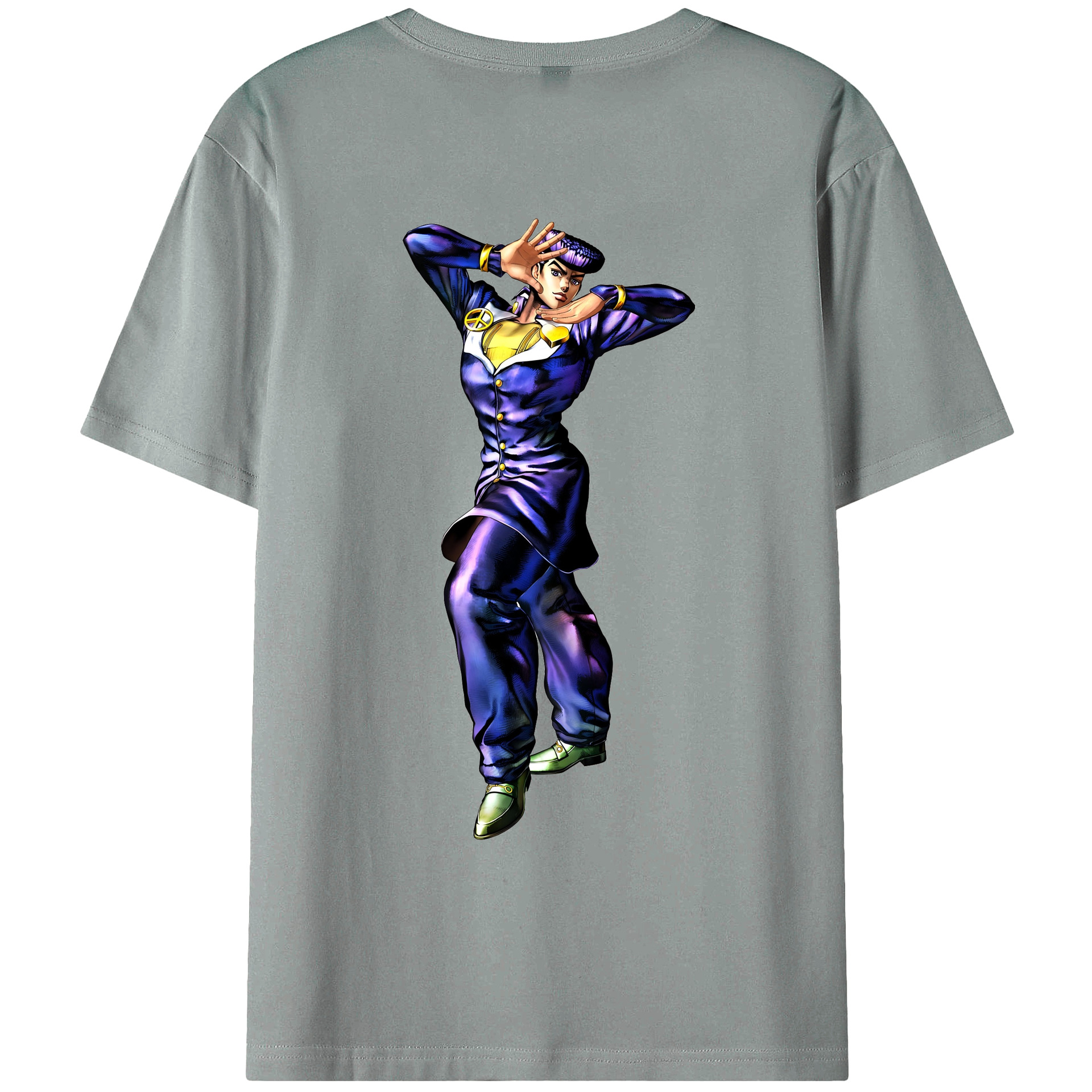 （画像用） ジョジョの奇妙な冒険 ひがしかた じょうすけ JoJo's Bizarre Adventure Higashikata Josuke 綿100％ メンズ半袖Tシャツ（バックプリント） 通気性